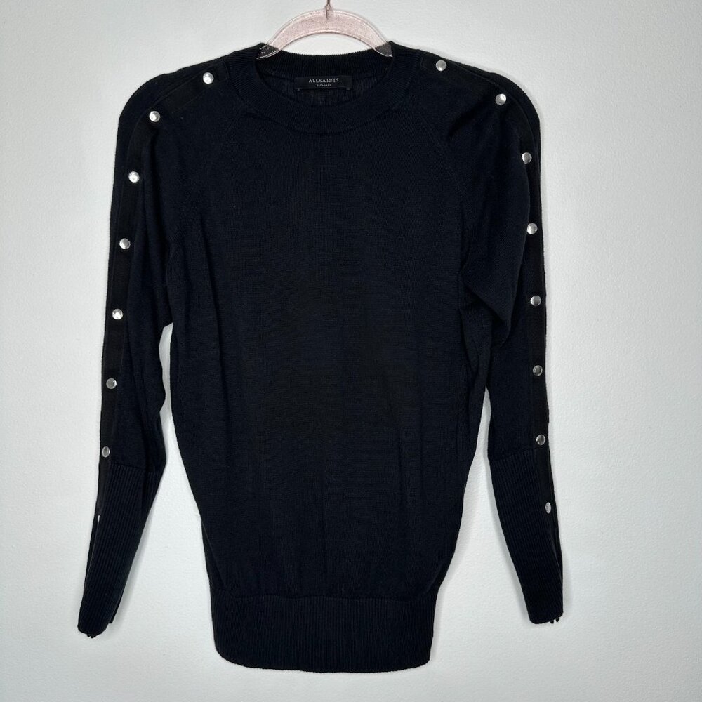 All Saints Suzie‎ Jumper Size XS Black Long Sleeve Knit Sweater